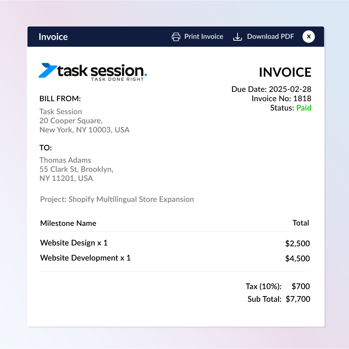 Invoice template